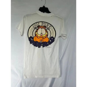 Vintage 1978 Garfield Jim‎ Davis 100% pure Garfield tshirt- white- M Sun TAG